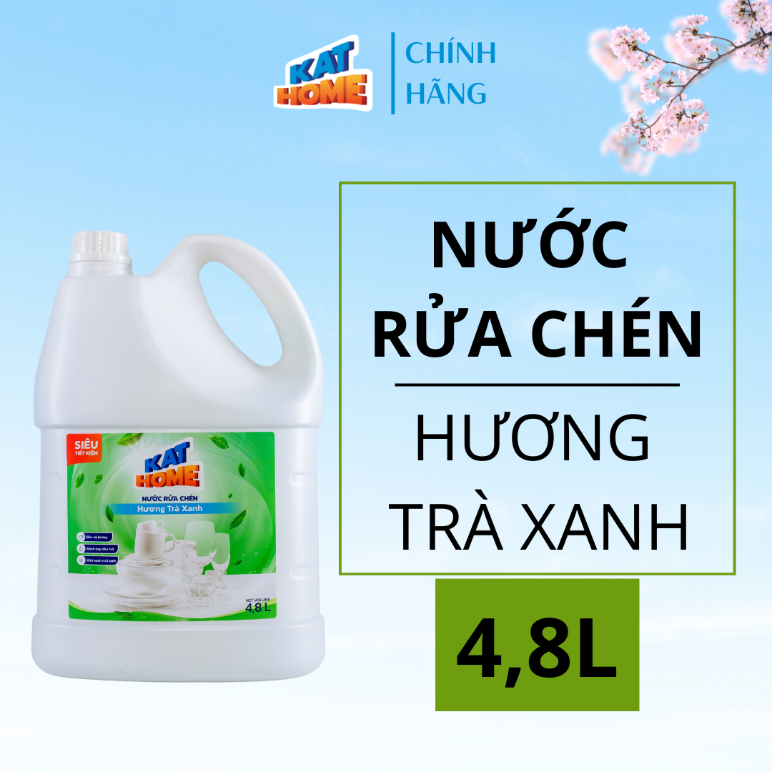 Nước rửa chén KAT HOME Hương Trà Xanh 4,8L